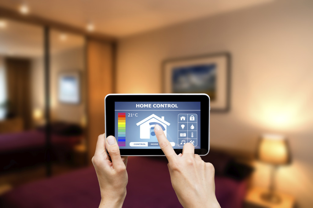 Remote home control system on a digital tablet or phone.