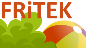 Fritek-logo med ordet FRITEK, en busk og en ball for å illustrere fritid