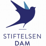 Logoen til Stiftelsen Dam med fugl og stiftelsens navn